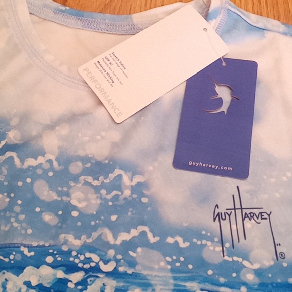 NFS. Guy Harvey boys shirt, rash guard in blue. sz M, XL, XXL - Picture 4 of 8